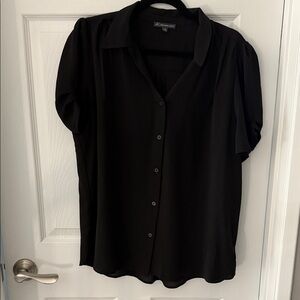 Adrianna Papell Black Button-Down Shirt
